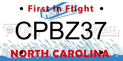 CPBZ37 North Carolina License Plate