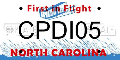 CPDI05 North Carolina License Plate