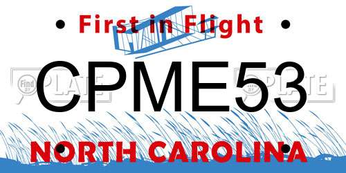 CPME53 North Carolina License Plate
