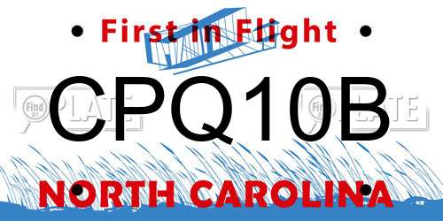 CPQ10B North Carolina License Plate
