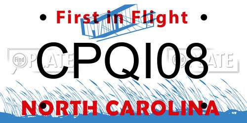 CPQI08 North Carolina License Plate