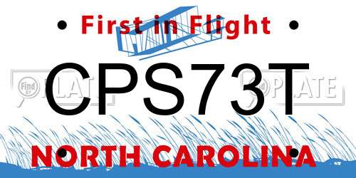 CPS73T North Carolina License Plate