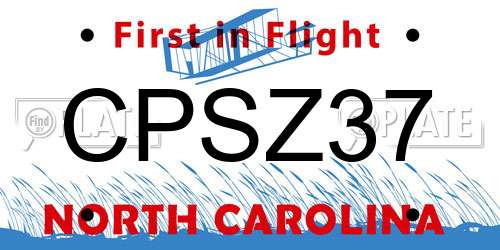 CPSZ37 North Carolina License Plate