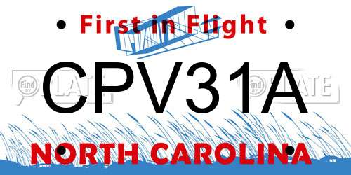 CPV31A North Carolina License Plate