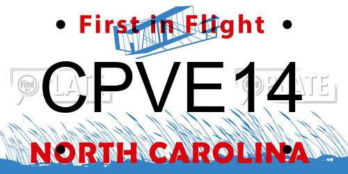 CPVE14 North Carolina License Plate