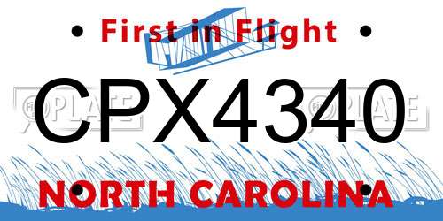 CPX4340 North Carolina License Plate