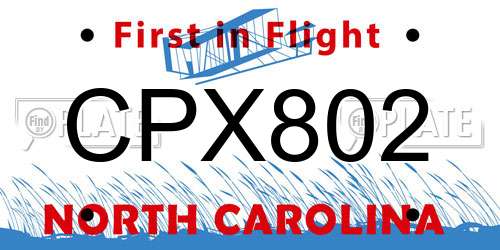 CPX802 North Carolina License Plate