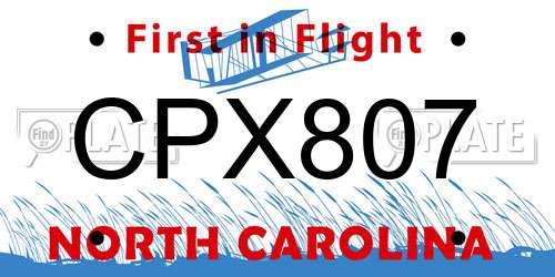 CPX807 North Carolina License Plate