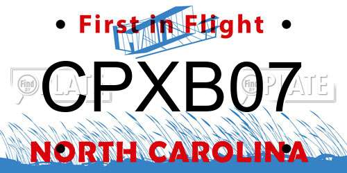 CPXB07 North Carolina License Plate