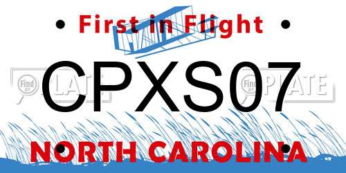 CPXS07 North Carolina License Plate