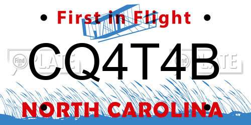 CQ4T4B North Carolina License Plate