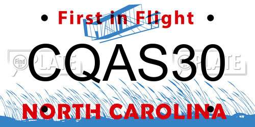 CQAS30 North Carolina License Plate