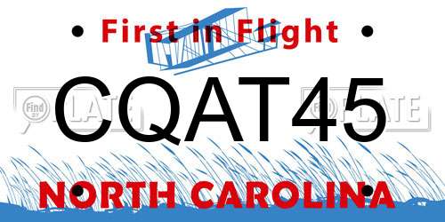 CQAT45 North Carolina License Plate