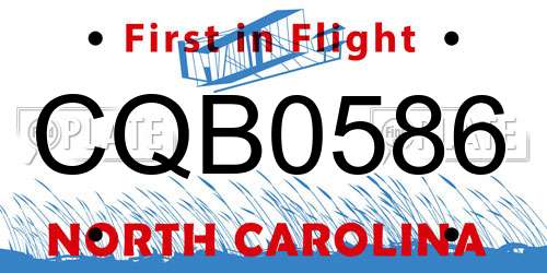 CQB0586 North Carolina License Plate