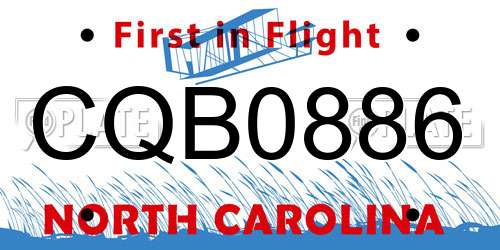 CQB0886 North Carolina License Plate