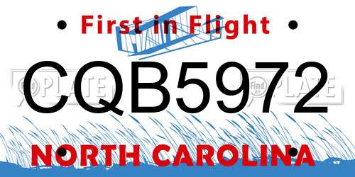 CQB5972 North Carolina License Plate