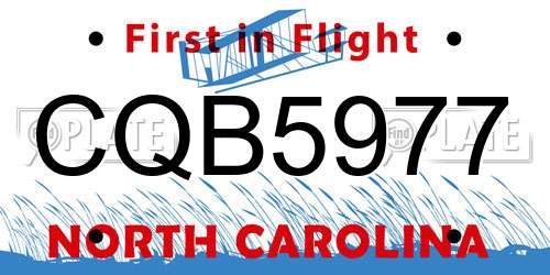 CQB5977 North Carolina License Plate