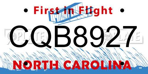 CQB8927 North Carolina License Plate