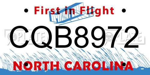 CQB8972 North Carolina License Plate