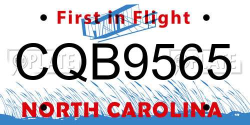 CQB9565 North Carolina License Plate