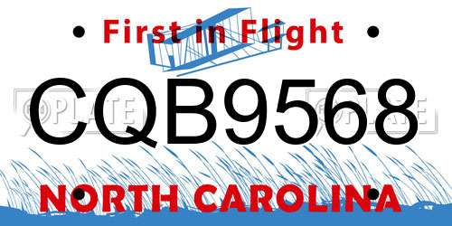 CQB9568 North Carolina License Plate