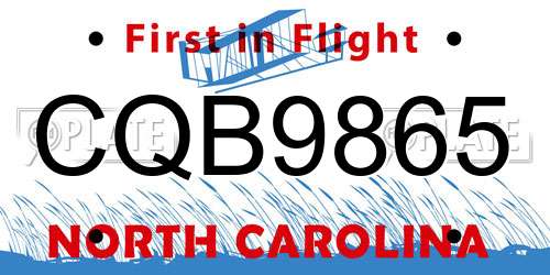 CQB9865 North Carolina License Plate