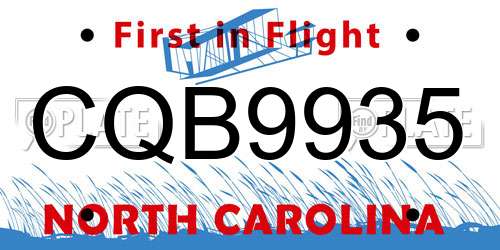 CQB9935 North Carolina License Plate