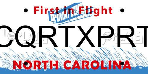 CQRTXPRT North Carolina License Plate