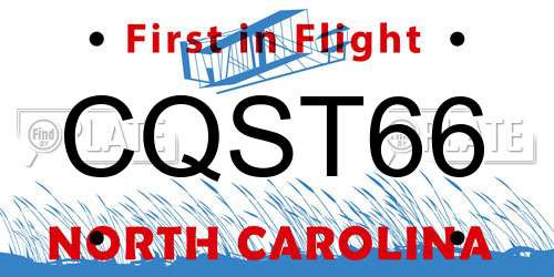 CQST66 North Carolina License Plate