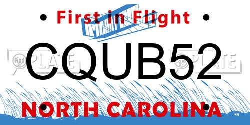 CQUB52 North Carolina License Plate