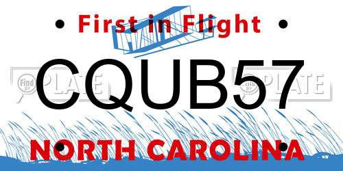 CQUB57 North Carolina License Plate