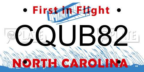 CQUB82 North Carolina License Plate