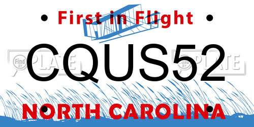CQUS52 North Carolina License Plate