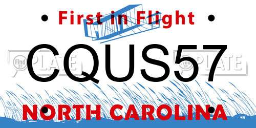 CQUS57 North Carolina License Plate