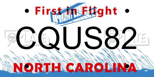 CQUS82 North Carolina License Plate