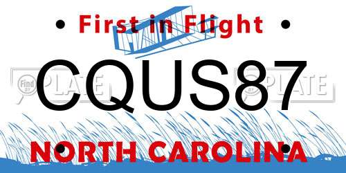 CQUS87 North Carolina License Plate
