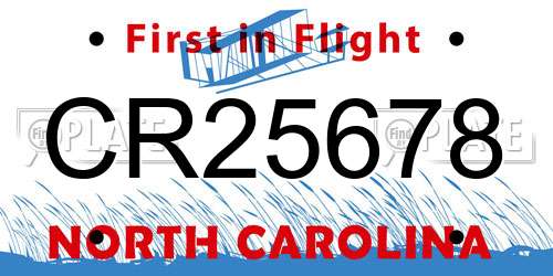 CR25678 North Carolina License Plate
