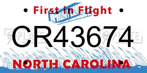 CR43674 North Carolina License Plate