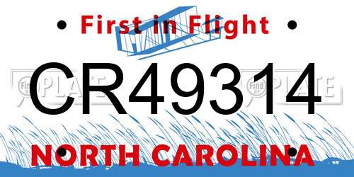 CR49314 North Carolina License Plate