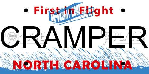 CRAMPER North Carolina License Plate