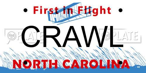 CRAWL North Carolina License Plate