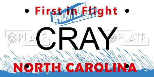 CRAY North Carolina License Plate