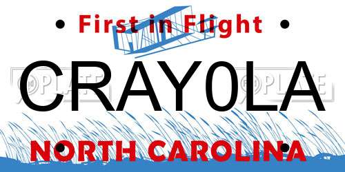 CRAY0LA North Carolina License Plate