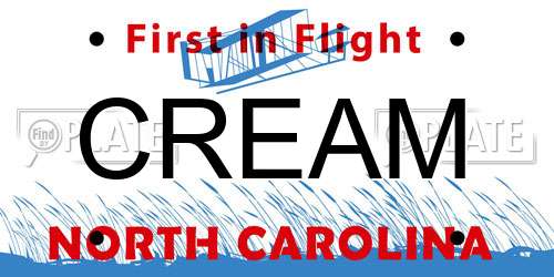CREAM North Carolina License Plate