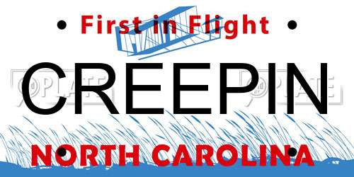 CREEPIN North Carolina License Plate