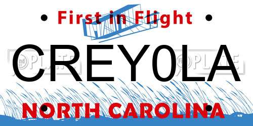 CREY0LA North Carolina License Plate