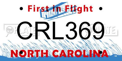 CRL369 North Carolina License Plate