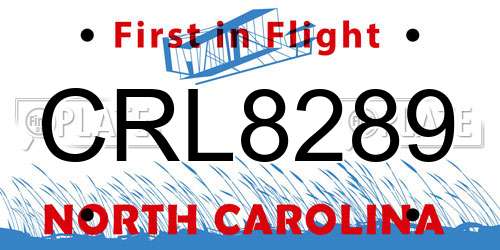 CRL8289 North Carolina License Plate