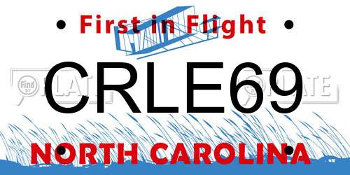 CRLE69 North Carolina License Plate