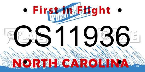 CS11936 North Carolina License Plate